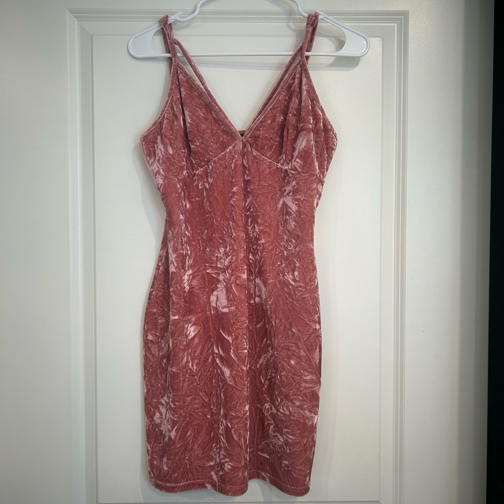 SHEIN Blush Velvet Mini Dress